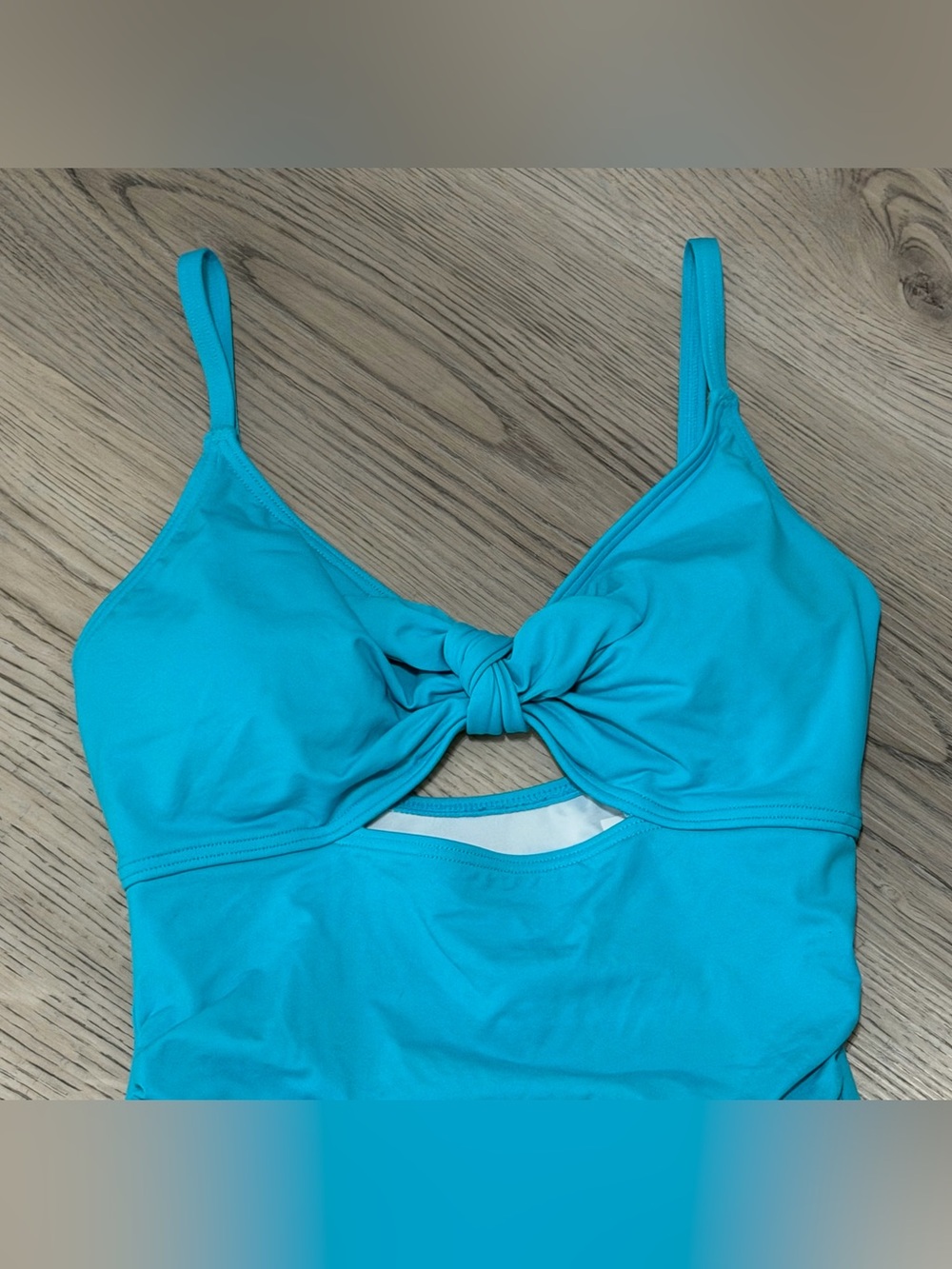 NEW Kate Spade New York Aqua Blue Tie Front Ruched One Piece Swimsuit SZ M $158 - Picture 2 of 6